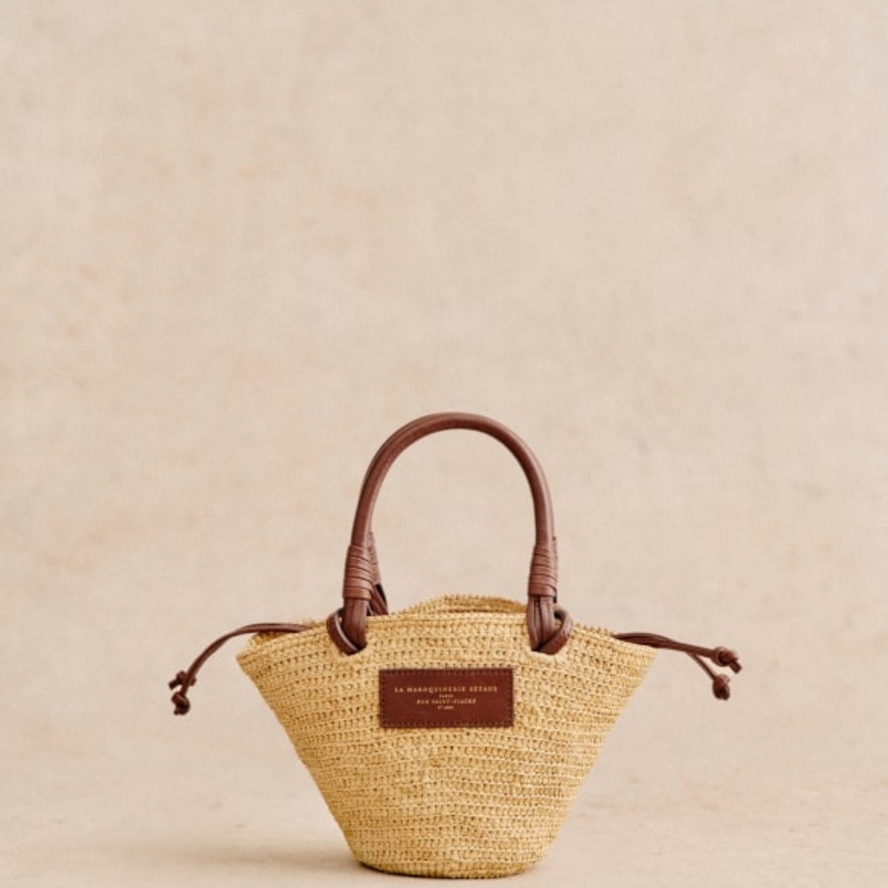 Sezane Justine Mini Basket Bag Natural Raffia - Size TU - Picture 4 of 5